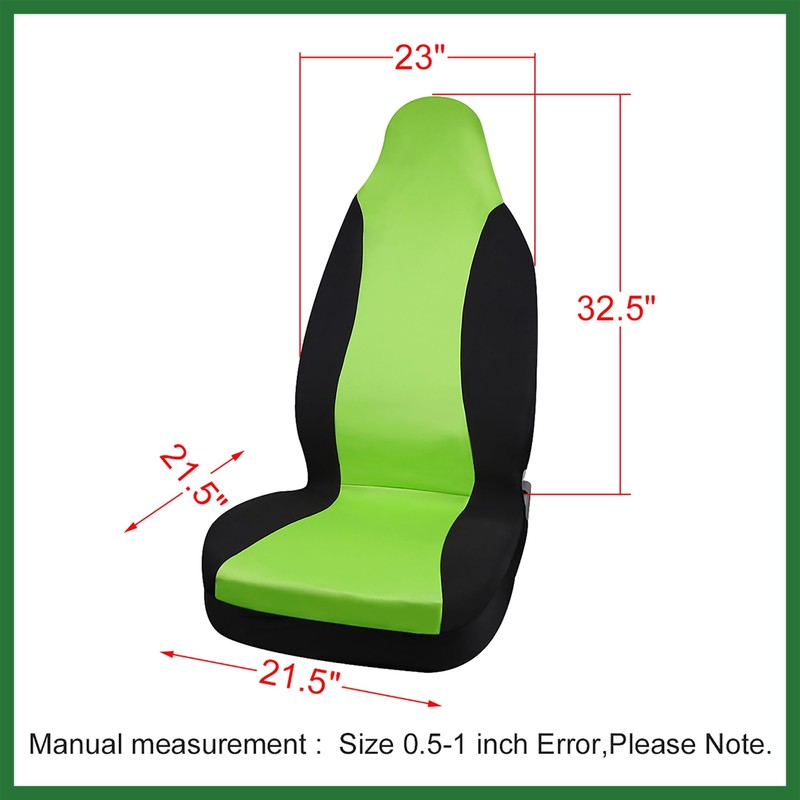 Motoforti High Back Bucket Auto Car Seat Cover,Polyester, Green Long-lasting