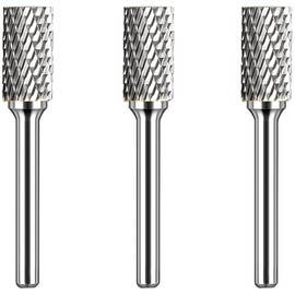 KOTVTM Carbide Burr Set 1/4" Shank SB-3 Die Grinder Bits Tungsten Double Cut Burr Bits (3/8" Cutter Dia X 0.79" Cutter Length) for Die Grinder Kits Metal Grinding Drilling Polishing (3pcs)
