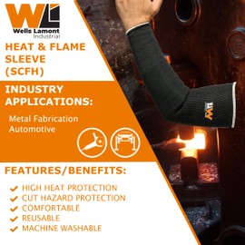 WELLS LAMONT INDUSTRIAL Heat & Flame Resistant Work Sleeve (XL, Single) | Para-Aramid - Metal Fabrication, Automotive | ANSI Rated: Cut A4, Heat 5, Flame 2