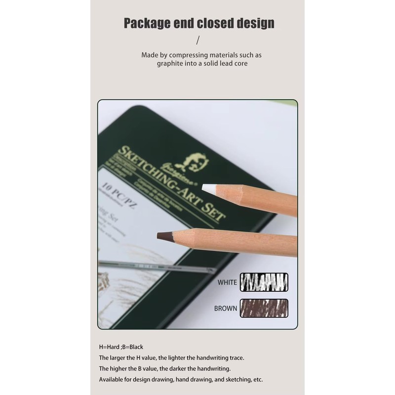 Art Set, 19 Piece Sketch Pencils, Drawing Pencil with Graphite