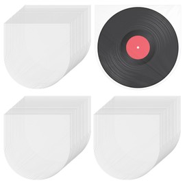100 Pcs Vinyl Record Inner Sleeves, Anti-Static Round Bottom Inner Sleeve Translucent Plastic Album Jackets Protective Sleeves for Vinyl Records Storage Protection (7 Inch, White)