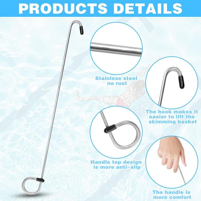 Stainless Steel Skimmer Lid Lifting Hook - Stainless Steel Skimmer