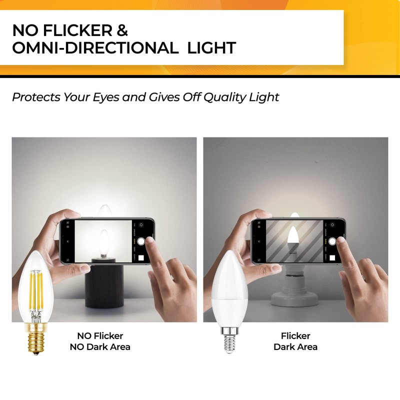 Hizashi E12 Candelabra LED Light Bulb 40 Watt Chandelier Light