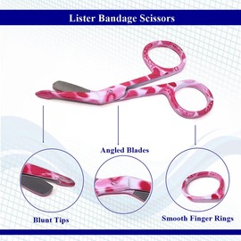Lister Bandage Scissors 3.5" Nurse Vet Tech Gift - Made of Stainless Steel - First Aid, Used For Cutting Gauze, Tape, Clothing Bandages, Vet Wrap Adhesive Removal, Comes In Hearts Pattern, Pink