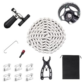 Bicycle Chain, 6/7/8 Speed Bicycle Chain, Bicycle Chains 1/2 x 3/32 Inch 116 Links, Bicycle Chain Tool Set with Pliers, Chain Cutter, 3-Piece Magic Buckle, for Mountain Bike