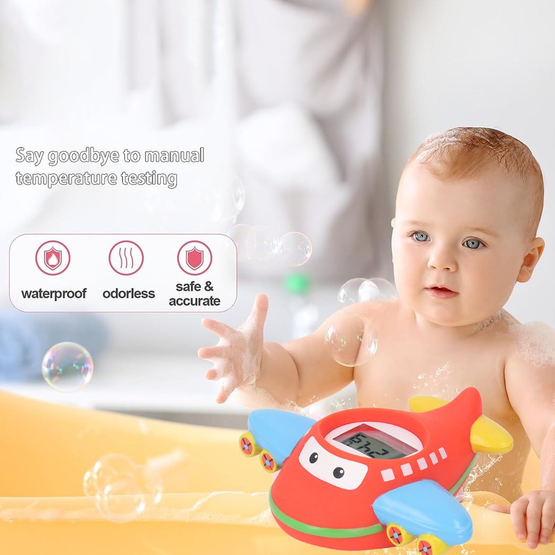 Baby Bath Thermometer IPX7 Waterproof Accurate Cartoon Airplane Shape Small