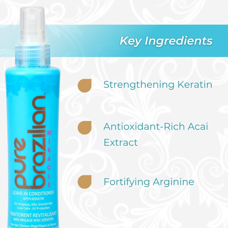 Pure Brazilian Leave-In Conditioner, Nourishing Hair Treatment Enriched with Keratin