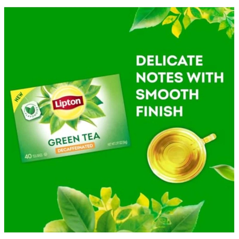 Lipton 40 Ct. Tea Bags Lipton Green Decaffeinated Tea Box