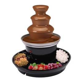 CUBELLIN 3-Tier Chocolate Fondue Fountain Electric Chocolate Fondue Fountain Machine with 6 Forks 0.45kg/1lbs Capacity Party Fountain for Melting Cheese, Chocolate