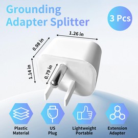 3 Pcs Grounding Plug Adapter Ground Socket Splitter Safety Adapter for Multiple Grounding Products in to Single Ground Port Compatible with US Type B Outlets