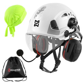 HEARMOR Work at Height Industrial Helmet Adult Construction Helmet with Active Hearing Protection ABS Protective Helmet Certification EN12492 Passed EN397 Shock Absorption and Penetration Resistance