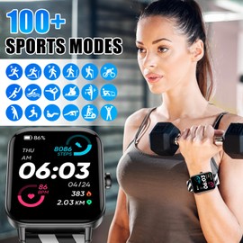 Fashion Smartwatch Women's with Phone Function [2 Watch Straps], Alexa Built-in Smart Watch, IP68 Waterproof Sports Watch with Heart Rate Sleep Monitor Pedometer, 1.8 Inch Fitness Watch for iOS