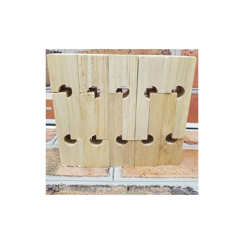Generic Mason Line Blocks Pack of Ten Pieces, Natural Wood
