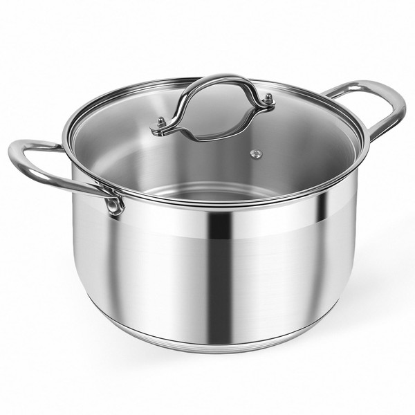 Kirecoo Stainless Steel Stock Pot - 8 Quart Heavy Duty