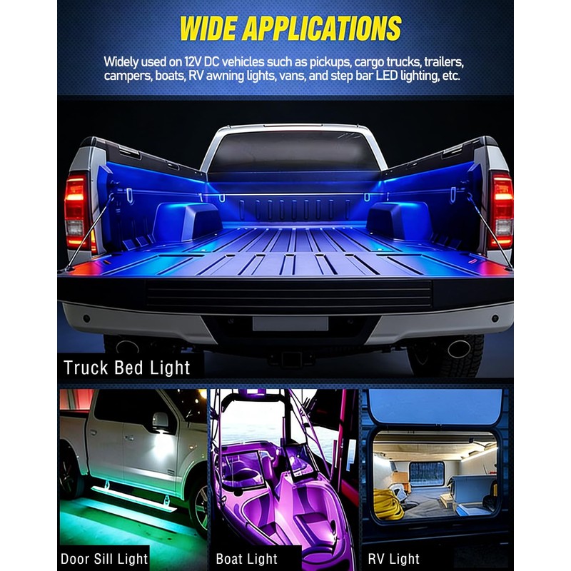 Tmengdao 3PCS RGB Truck Bed Lights Kit - 1.5M 270pcs