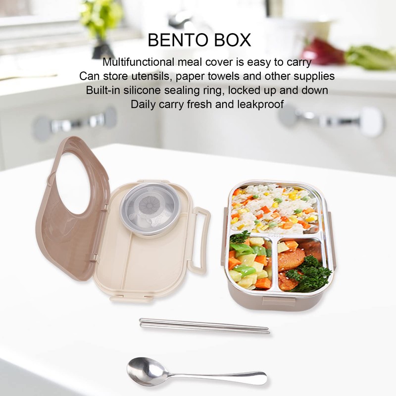 1450ml Lunch Box, Stainless Steel Compartment Insulated Lunch Box, Double