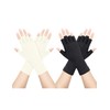 Kiiwah 2 Pairs Unisex Fingerless Gloves, Stretchy Finger Gloves, Without