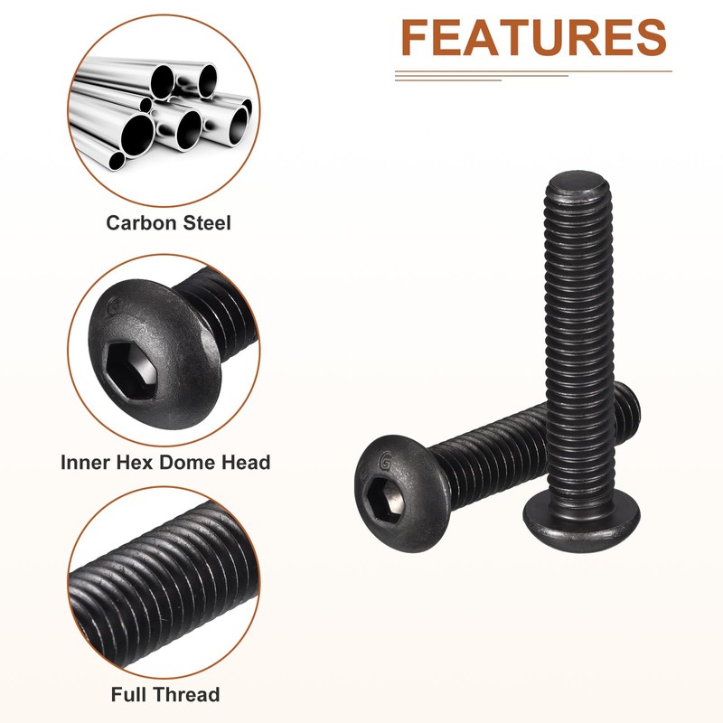 DTGN 3/8-16x2" Button Head Socket Cap Screws - 10Pack -