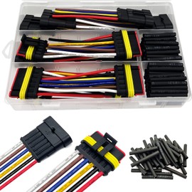 Twippo 6 Kit 16 AWG 6 Pin Connector Car Waterproof Wire Connectors 6 Pin Automotive Electrical Connectors Quick Disconnect 6 Way Wire Terminal Connector Plug and Heat Shrink Tubing Kit