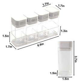4 Pcs Salt and Pepper Shaker Set with Holder,Plastic Airtight Transparent Spice Dispenser with Adjustable Holes and Moisture Lid for Home Restaurant Kitchen Cooking Lunch Outdoors Camping Outdoors