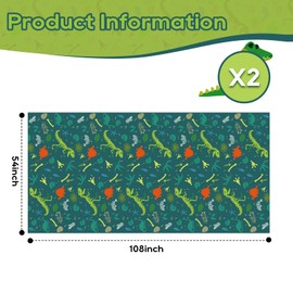 Zharkoo 2Pack Dinosaur Table Cover, 54" x108" Dino Theme Tablecloth for Kids Birthday, Disposable Plastic Table Cloth for Boy’s Dino Party Decorations, Jurassic Party Supplies