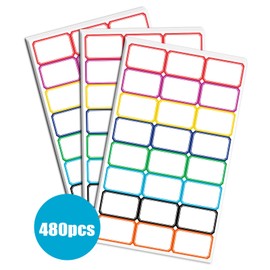 8 Color Sticky Labels, 40x25mm Label Stickers, 24 Labels Per Sheet, Name Labels for Office, School, Home(480 Pcs)