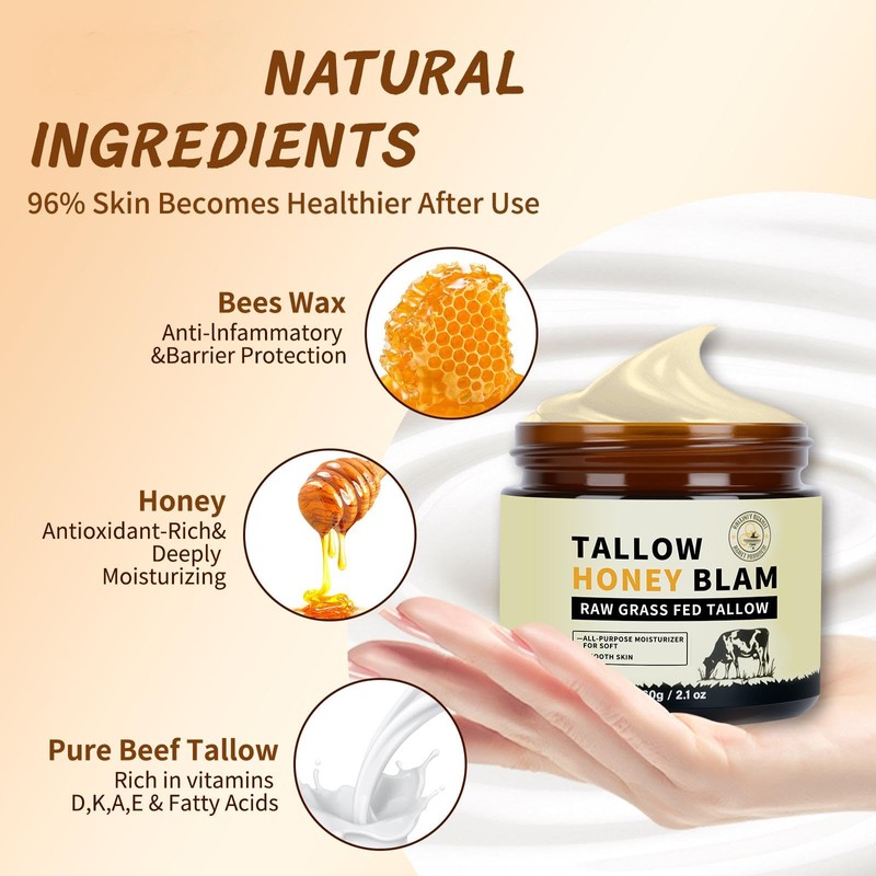 Beef Tallow for Face,Tallow and Honey Balm,Tallow Face Moisturizer Organic