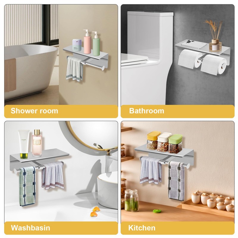 Double Toilet Paper Holder, Stainless Steel Tissue Paper Holder with