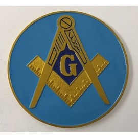 Freemason Master Mason 3" Inch Gold and Blue Car Emblem