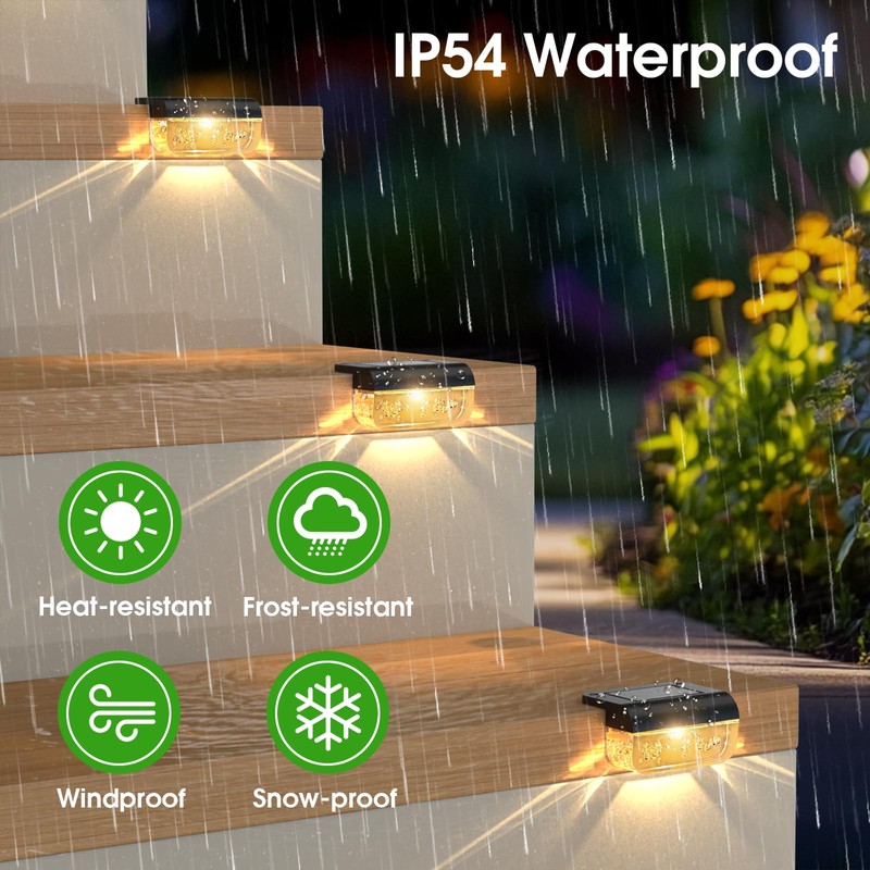 Eyrosa Solar Deck Lights 8 Pack, Solar Lights Outdoor Waterproof