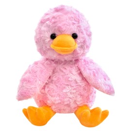 Doindute Rose Duck Plush Stuffed Animal, Cute Furry Pink Duck Toy, Soft Cuddly Plushie Hugger Toy for Boys Girls, Gifts for Kids or Girlfriend, 9 Inches