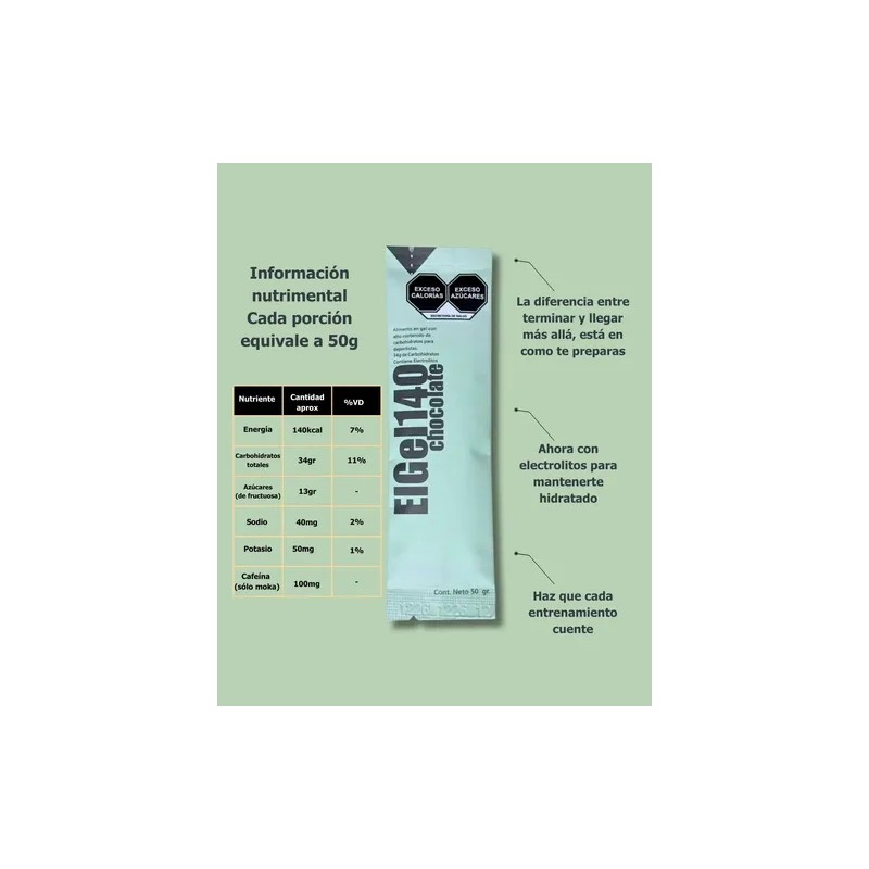 Gel Energético Elgel140 50g - Suplemento Deportivo