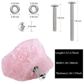 mookaitedecor 2Pcs Natural Rose Quartz Rough Stone Drawer Cabinet Knobs with Screws, Irregular Healing Crystal Decorative Pink Knob Pull Handle for Drawers Cupboard Wardrobe Bedroom Furniture