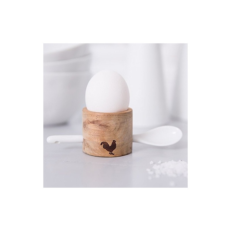 Räder PET Eierbecher Set rund Hahn (Akazie & Porzellan)