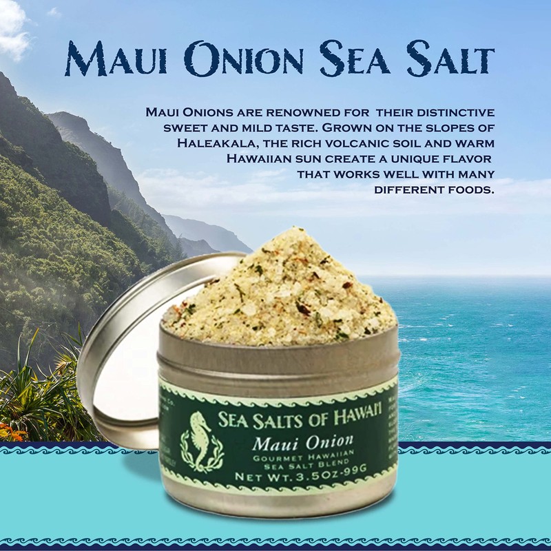 Maui Onion Hawaiian Sea Salt 3.5oz.Tin - Made in Hawaii