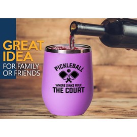 Pickleball Pink Edition Wine Tumbler 12oz - Where dinks rule - Ball Game pop tennis rackets netball handlball