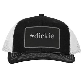 #Dickie - Leather Hashtag Black Patch Engraved Trucker Hat, Black-White, One Size
