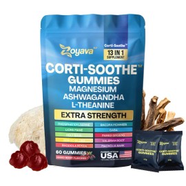 Zoyava Corti-Soothe Gummies – Cortisol & Stress Support with Magnesium, L-Theanine, Lion’s Mane & 10+ Ingredients | Mixed Berry | 60 Gummies