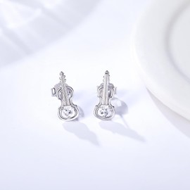 arete de violín de plata de ley 925, hipoalergénicos, para violonchelo y violonchelo