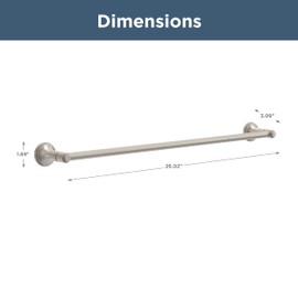 Franklin Brass Woodruff (1-Pack) 18'' Towel Rack w/ 6" Extender for Bathroom Satin Nickel Towel Bar for Bathroom Wall Mounted Towel Holder Rod WDRF26-SN