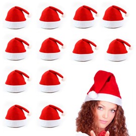 Jiahuade Pack of 12 Santa Hats, Santa Hat for Adults and Children, Xmas Hat, Christmas Hat, Santa Claus Hat, Christmas Hat, Christmas Hats