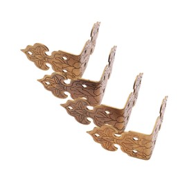 dophee 4Pcs Vintage Brass Decorative Corner Bracket Corner Protector Guards Edge Cover for Chest Wooden Case Box Jewelry Box Trunk, 0.98"x0.98"x0.67", Antique Brass