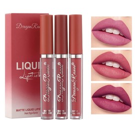 Lápices Labiales Mate De Larga Duración, 3 Piezas Lápices Labiales Líquidos De Terciopelo Brillo De Labios Lápiz Labial Impermeable, Cosméticos Maquillaje Regalos (B, M)