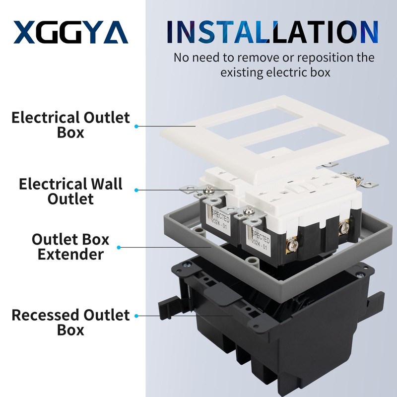 XGGYA 1/2” Double Gang Receptacle Outlet Box Extender,Gray Electrical Box
