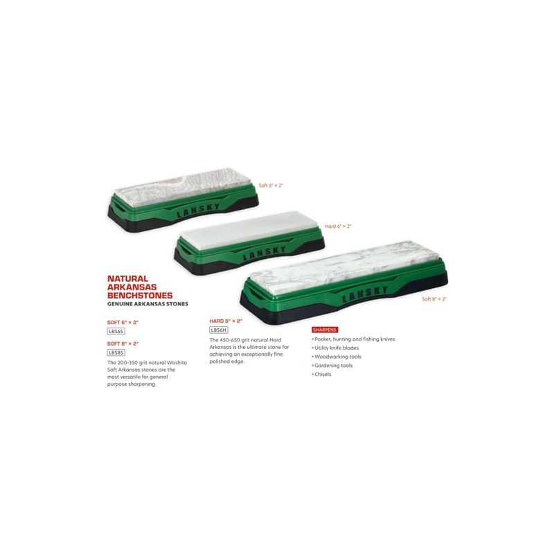 Lansky Soft Arkansas Stone 6" x 2" Knife Sharpener Bench