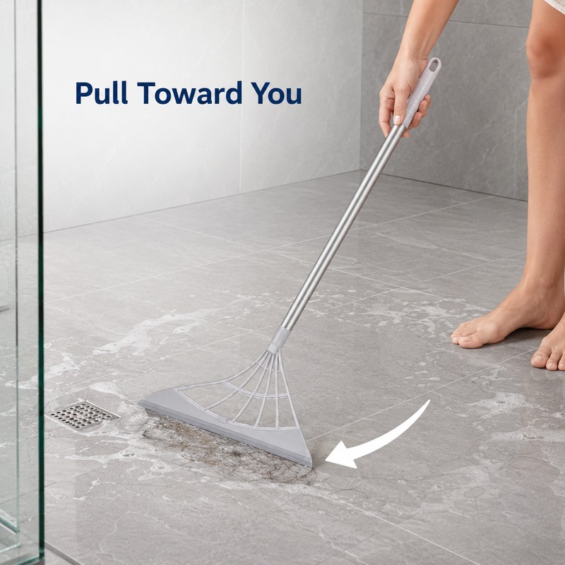 Silicone Floor Squeegee Broom for Pet Hair & Water -
