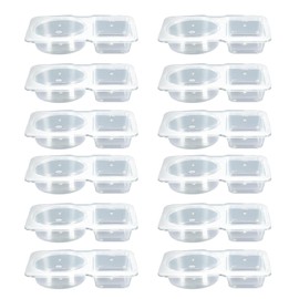 Cehoo 12Pcs Double Compartment Snack Containers with Lids Reusable Thickened Plastic Snack Pot Portable Leak-Proof Mini Sauce Dip Condiment Container