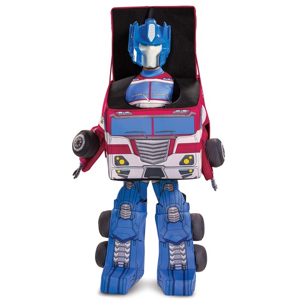 Disguise Optimus Prime Costume, Official Converting Transformer Costumes for Boys, Convertible Character Suit, Kids Size Medium (7-8) Blue & Red