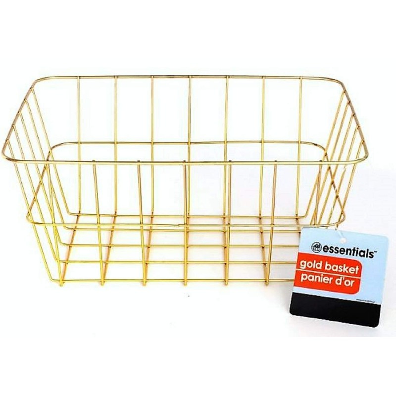 Gold Iron Wire Baskets and Trays, Round and Rectangular, 4-ct