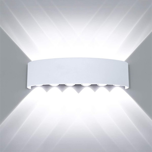 Sunsign lampara exterior pared, LED lampara de pared, IP65 Impermeable Fuentes de luz superior e Inferior Para La Iluminación Interior y exterior, Fuente de luz de 12 LEDs, 12W, blanco, luz blanca